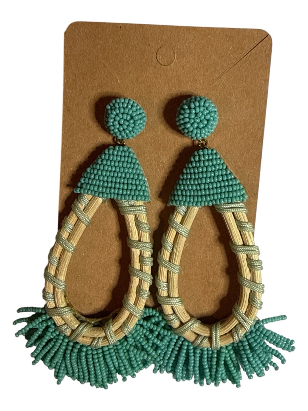 Anthropologie Larsa Drop Tassel Beaded Earrings NWOT
